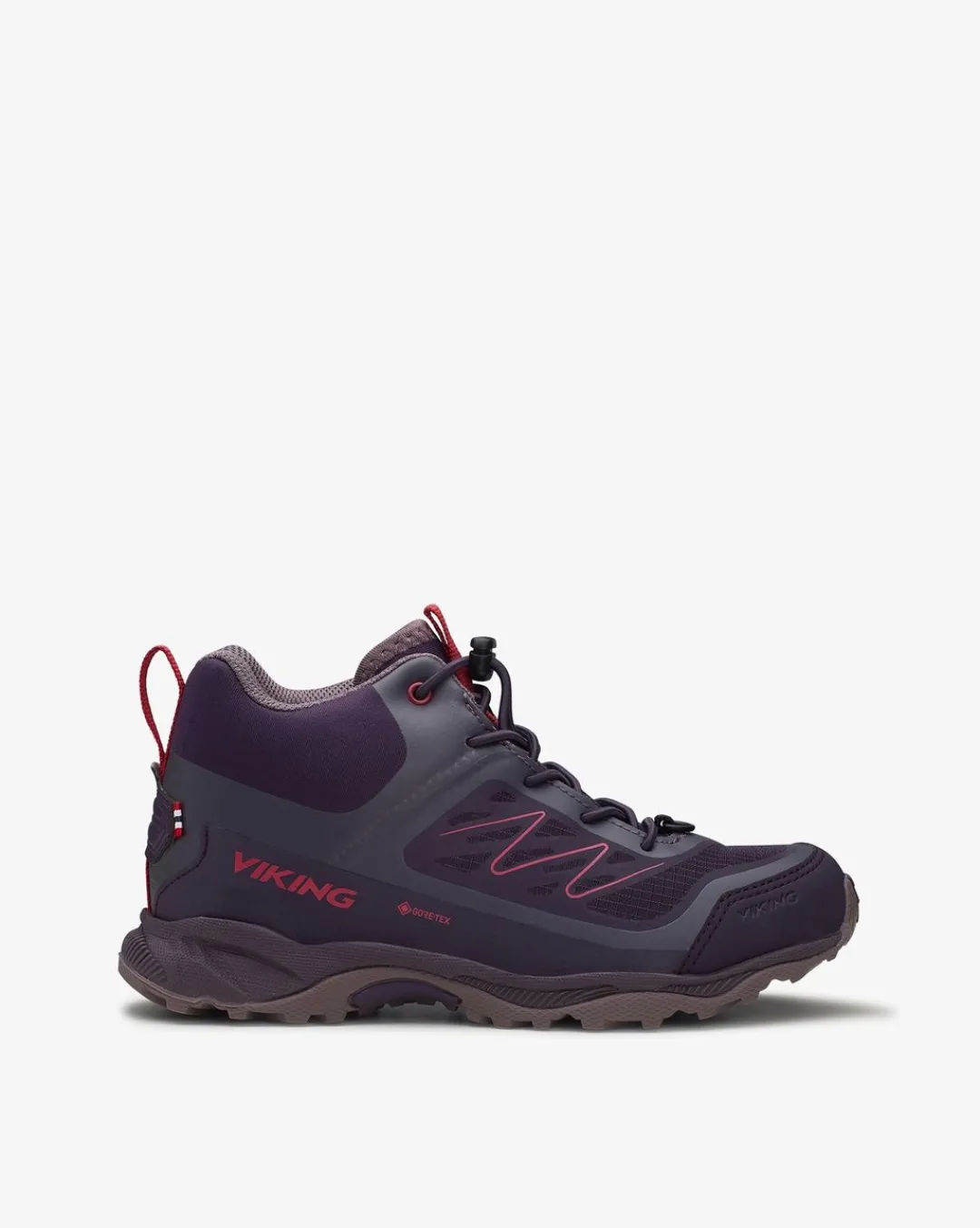 Viking Sneakers|Gore-Tex Barnskor>Tind Mid GTX Hiking Mid Grey / Ruby Red
