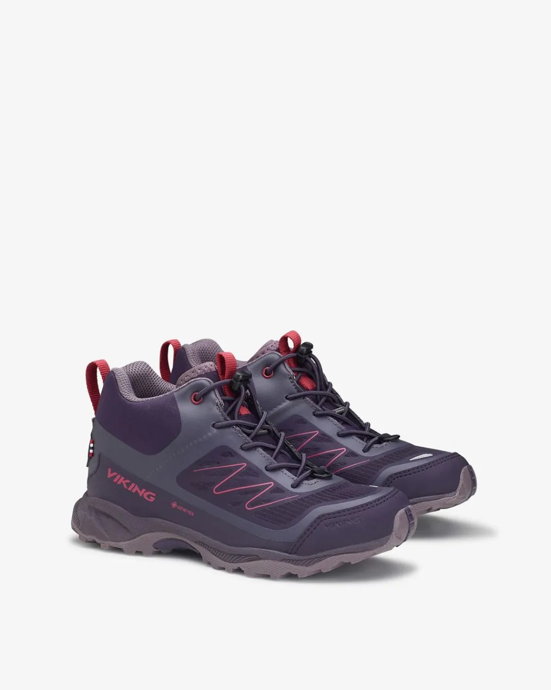 Viking Sneakers|Gore-Tex Barnskor>Tind Mid GTX Hiking Mid Grey / Ruby Red